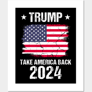 Trump 2024 Flag Take America Back Posters and Art